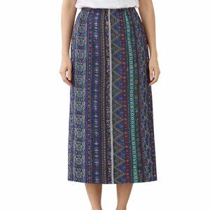BACKYARD BLUES Printed Maxi Denim Skirt